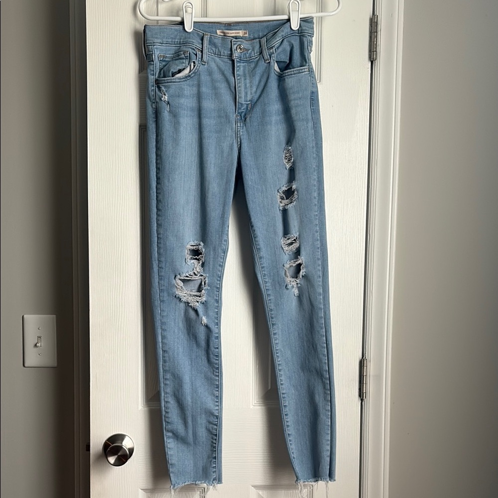 Levi's Blue Skinny Jeans Distressed Style